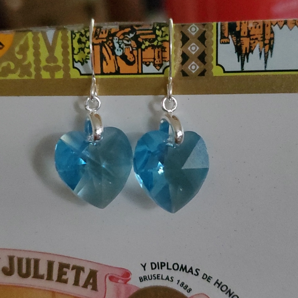 Swarovski aqua heart earrings